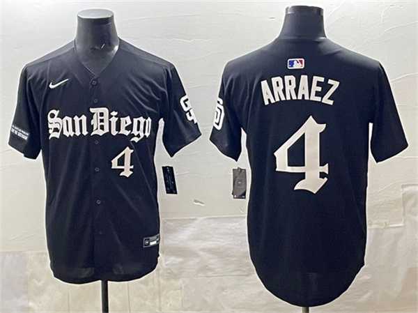 Men%27s San Diego Padres #4 Luis Arraez Black Gothic Edition Vapor Limited Stitched Jersey