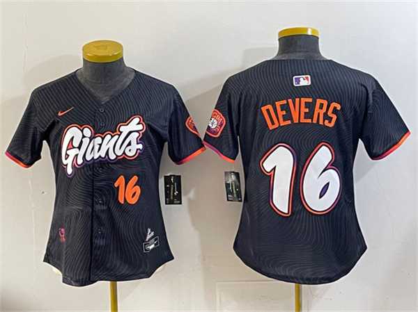 Women%27s San Francisco Giants #16 Rafael Devers Anthracite 2025 City Connect Limited Stitched Jersey