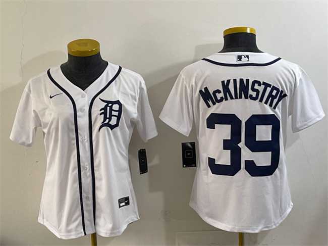 Women%27s Detroit Tigers #39 Zach McKinstry White Cool Base Stitched Jersey