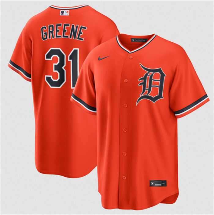 Men%27s Detroit Tigers #31 Riley Greene Orange Alternate Stitched Jersey Dzhi