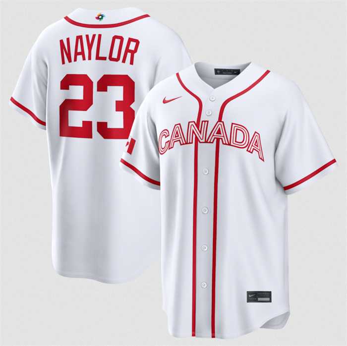 Men%27s Canada Baseball #23 Bo Naylor White 2026 World Baseball Classic Home Stadium Stitched Jersey