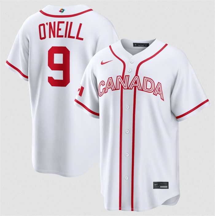 Men%27s Canada Baseball #9 Tyler O%27Neill White 2026 World Baseball Classic Home Stadium Stitched Jersey