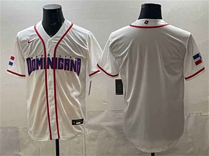 Men%27s Dominican Republic Baseball Blank White 2026 World Baseball Classic Home Stadium Stitched Jersey