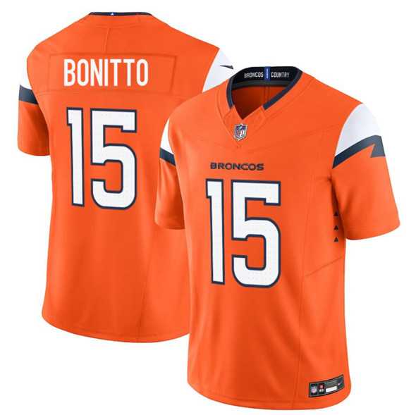 Men & Women & Youth Denver Broncos #15 Nik Bonitto Orange 2025 Draft F.U.S.E. Vapor Limited Stitched Jersey