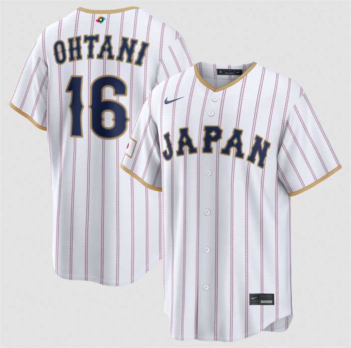 Men%27s Japan Baseball #16 Shohei Ohtani White 2026 World Baseball Classic Home Stadium Stitched Jersey