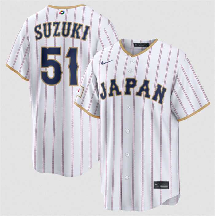 Men%27s Japan Baseball #51 Seiya Suzuki White 2026 World Baseball Classic Home Stadium Stitched Jersey