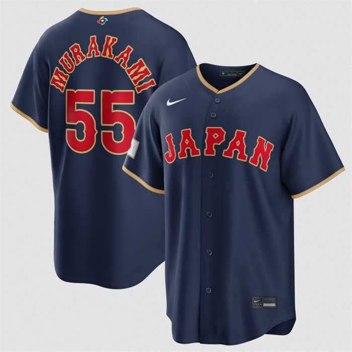 Men%27s Japan Baseball #55 Munetaka Murakami Navy 2026 World Baseball Classic Road Stadium Stitched Jersey
