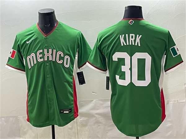 Men%27s Mexico Baseball #30 Alejandro Kirk Green 2026 World Baseball Classic Home Stadium Stitched Jersey
