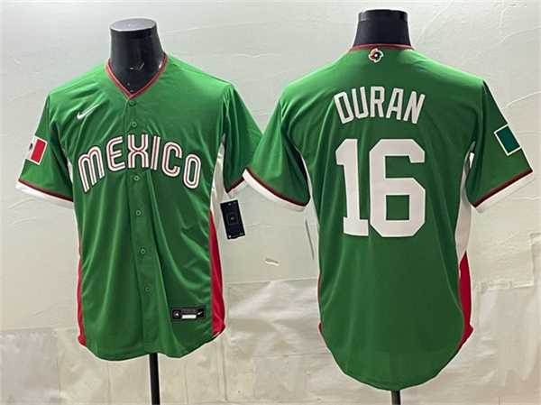 Men%27s Mexico Baseball #16 Jarren Duran Green 2026 World Baseball Classic Home Stadium Stitched Jersey