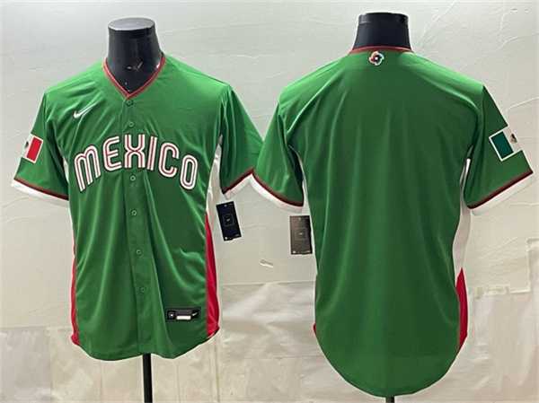 Men%27s Mexico Baseball Blank Green 2026 World Baseball Classic Home Stadium Stitched Jersey