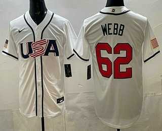 Men%27s USA #62 Logan Webb White 2026 World Baseball Classic Cool Base Jersey