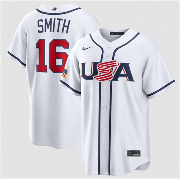 Men%27s USA Baseball #16 Will Smith White 2026 World Baseball Classic Home Stadium Stitched Jersey