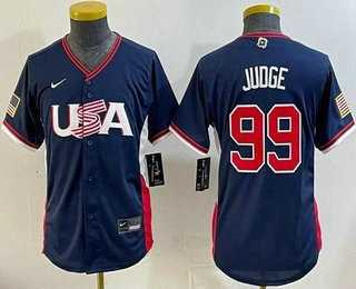 Youth USA #99 Aaron Judge Navy 2026 World Baseball Classic Cool Base Jersey
