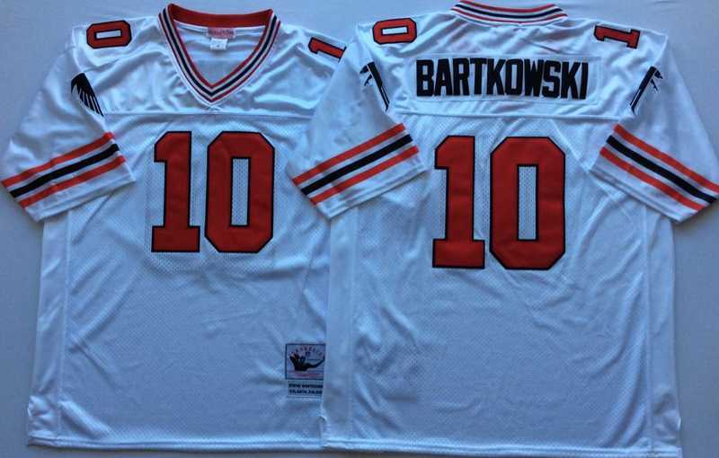 Men%27s Atlanta Falcons #10 Steve Bartkowski White Throwback Stitched Football Jersey