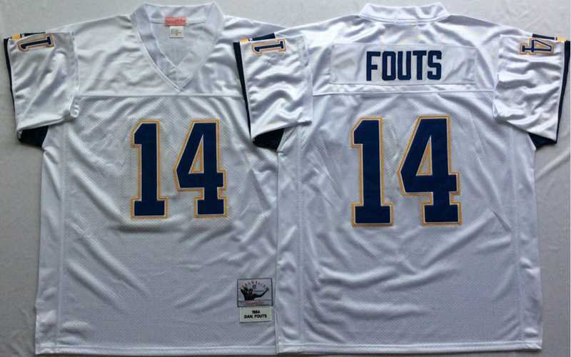 Men%27s Los Angeles Chargers #14 Dan Fouts White Throwback Stitched Football Jersey