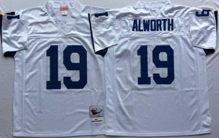Men%27s Los Angeles Chargers #19 Lance Alworth White Throwback Stitched Football Jersey