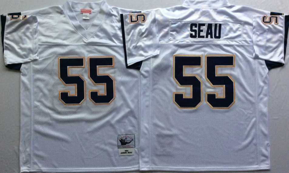 Men%27s Los Angeles Chargers #55 Junior Seau White Throwback Stitched Football Jersey
