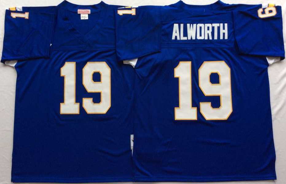 Men%27s Los Angeles Chargers #19 Lance Alworth Blue Throwback Stitched Football Jersey