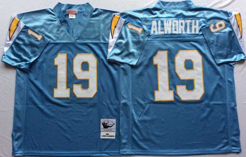 Men%27s Los Angeles Chargers #19 Lance Alworth Light Blue Throwback Stitched Football Jersey