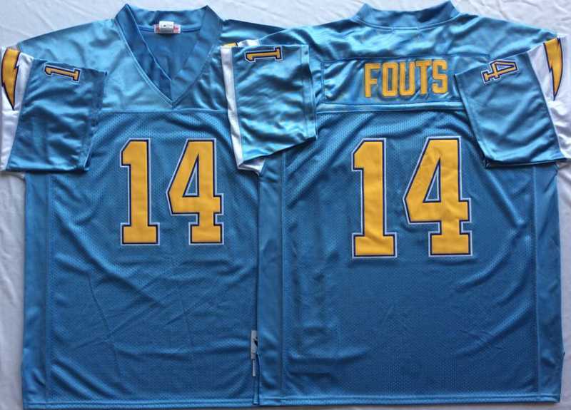 Men%27s Los Angeles Chargers #14 Dan Fouts Light Blue Throwback Stitched Football Jersey