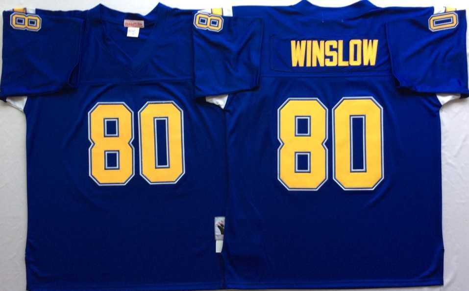 Men%27s Los Angeles Chargers #80 Kellen Winslow Blue Throwback Stitched Football Jersey