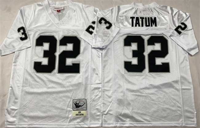Men%27s Las Vegas Raiders #32 Jack Tatum White Throwback Stitched Football Jersey