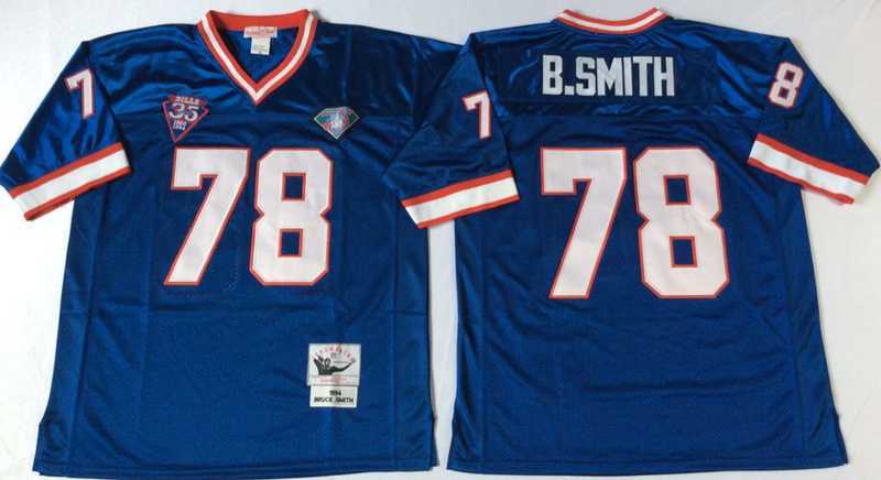 Men%27s Buffalo Bills #78 Bruce Smith Blue Throwback Stitched Football Jersey
