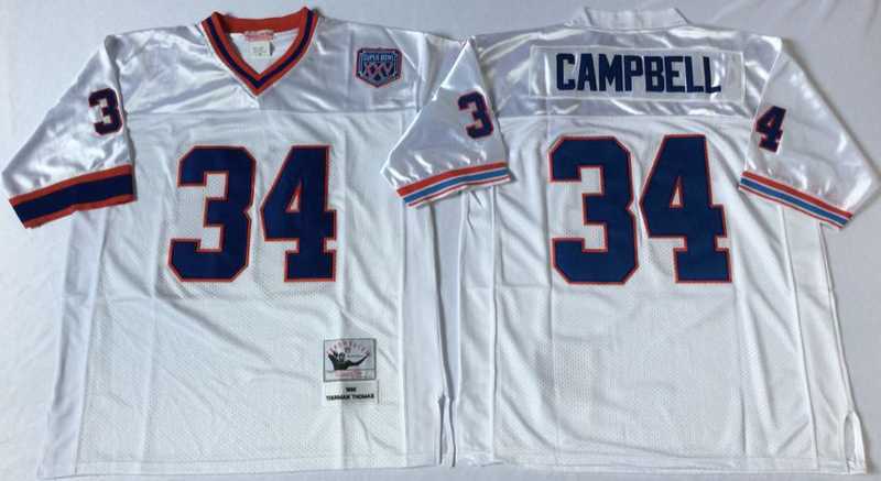 Men%27s Buffalo Bills #34 Thurman Thomas White Throwback Stitched Football Jersey
