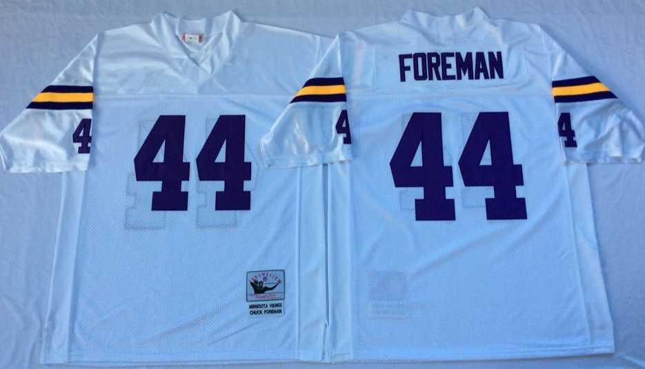 Men%27s Minnesota Vikings #44 Chuck Foreman White Throwback Stitched Football Jersey