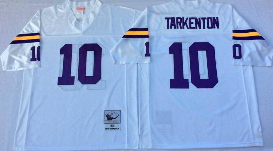 Men%27s Minnesota Vikings #10 Fran Tarkenton White Throwback Stitched Football Jersey