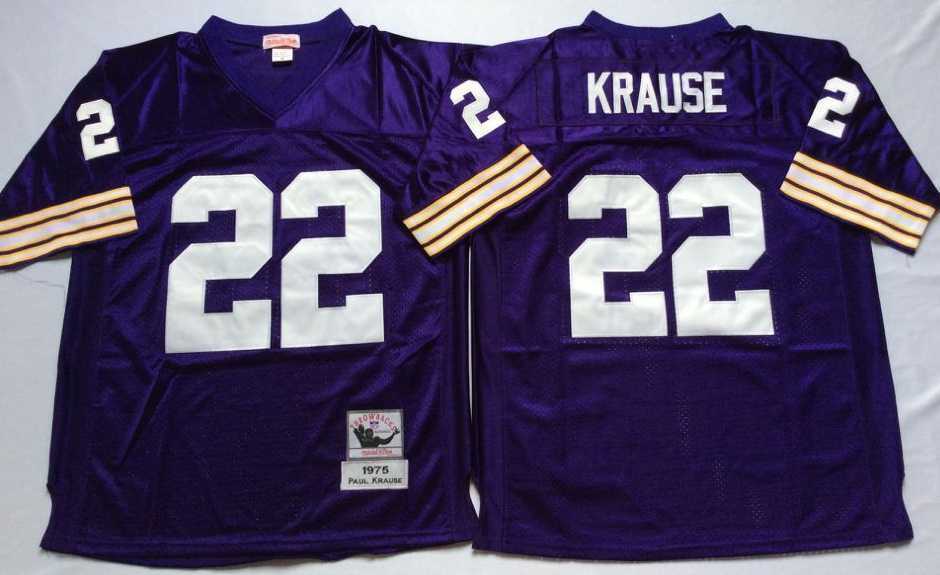 Men%27s Minnesota Vikings #22 Paul Krause Purple Throwback Stitched Football Jersey