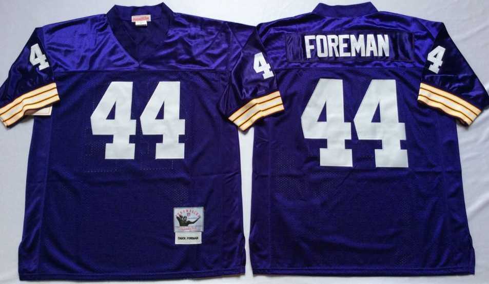 Men%27s Minnesota Vikings #44 Chuck Foreman Purple Throwback Stitched Football Jersey