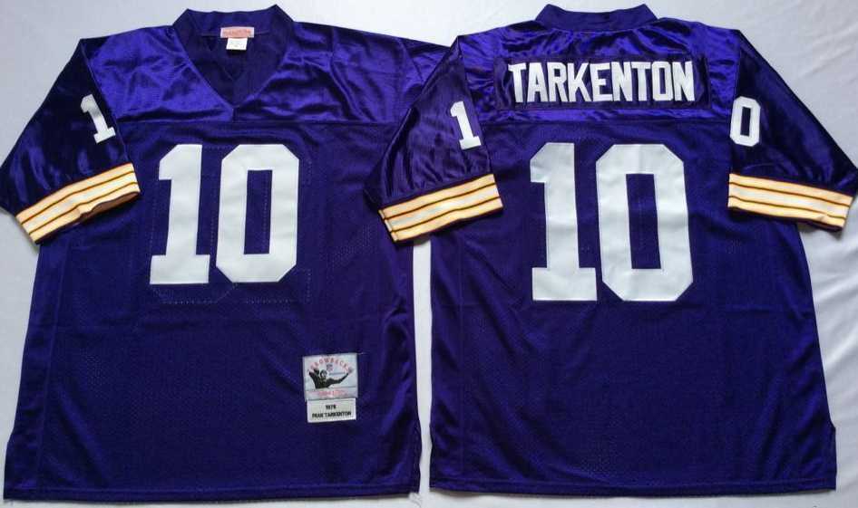 Men%27s Minnesota Vikings #10 Fran Tarkenton Purple Throwback Stitched Football Jersey
