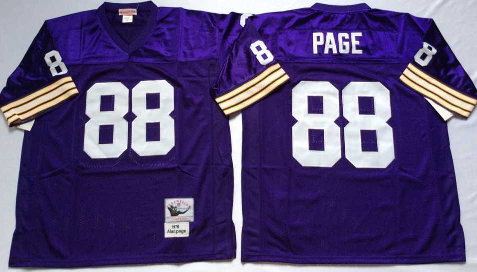 Men%27s Minnesota Vikings #88 Alan Page Purple Throwback Stitched Football Jersey