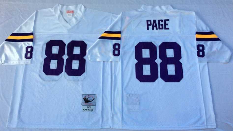Men%27s Minnesota Vikings #88 Alan Page White Throwback Stitched Football Jersey