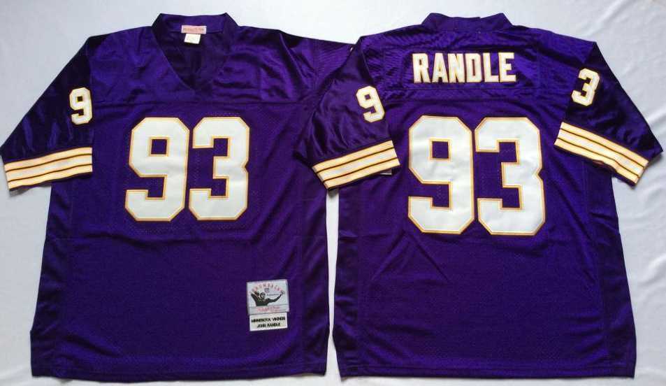 Men%27s Minnesota Vikings #93 John Randle Purple Throwback Stitched Football Jersey