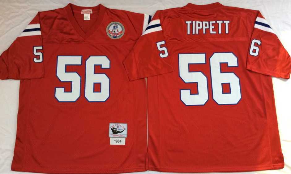 Men%27s New England Patriots #56 Andre Tippett Red Throwback Stitched Football Jersey