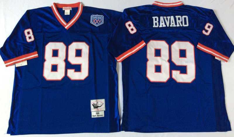 Men%27s New York Giants #89 Mark Bavaro Blue Throwback Stitched Football Jersey