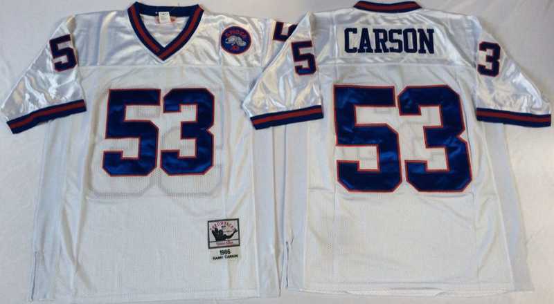 Men%27s New York Giants #53 Harry Carson White Throwback Stitched Football Jersey
