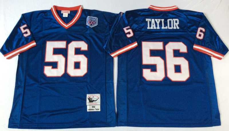Men%27s New York Giants #56 Lawrence Taylor Blue Throwback Stitched Football Jersey