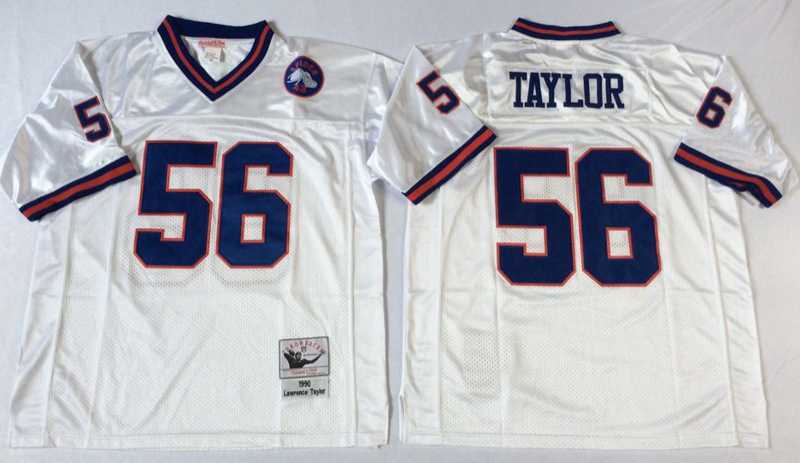 Men%27s New York Giants #56 Lawrence Taylor White Throwback Stitched Football Jersey