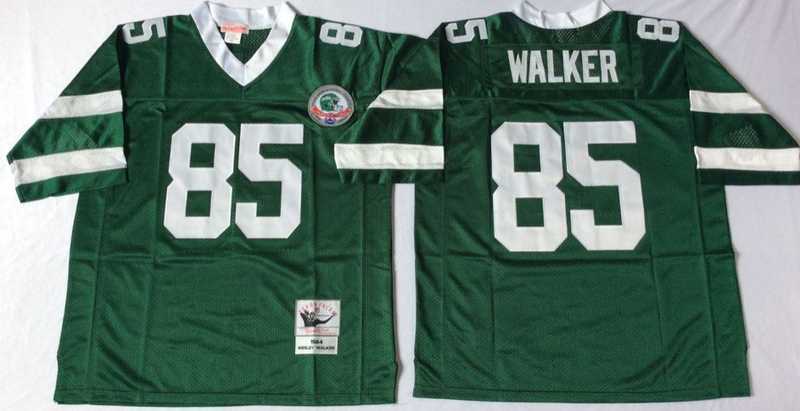 Men%27s New York Jets #85 Wesley Walker Green Throwback Stitched Football Jersey