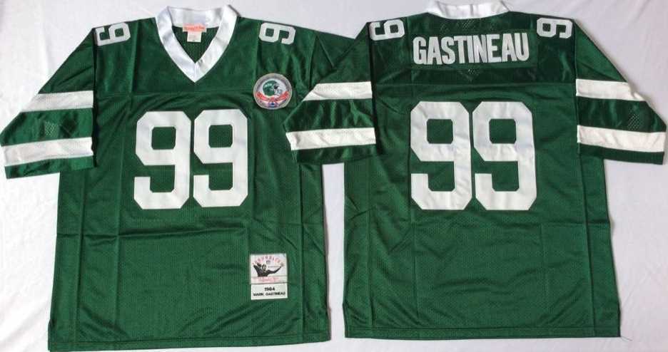 Men%27s New York Jets #99 Mark Gastineau Green Throwback Stitched Football Jersey
