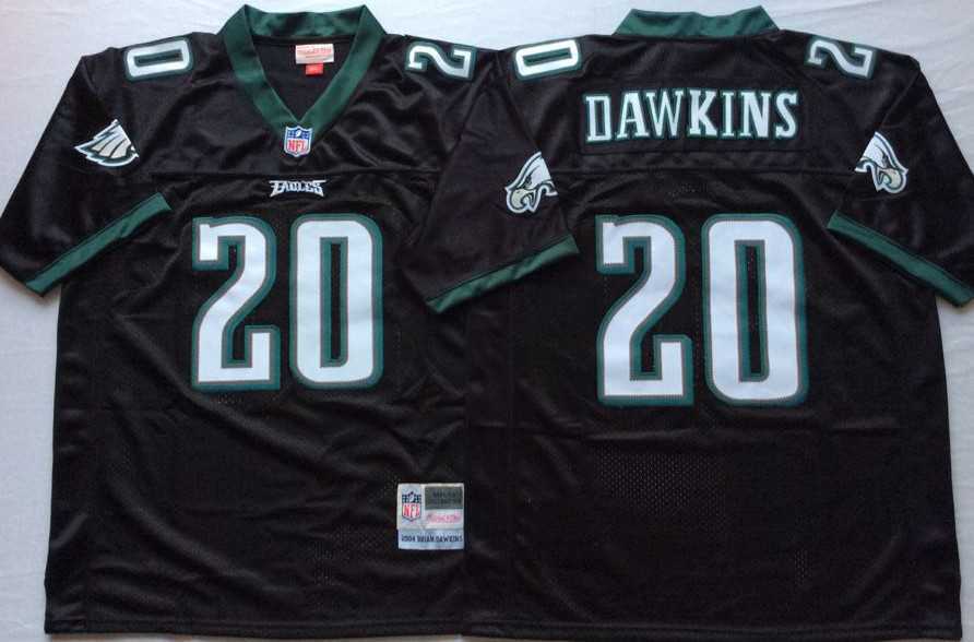 Men%27s Philadelphia Eagles #20 Brian Dawkins Black Throwback Stitched Football Jersey