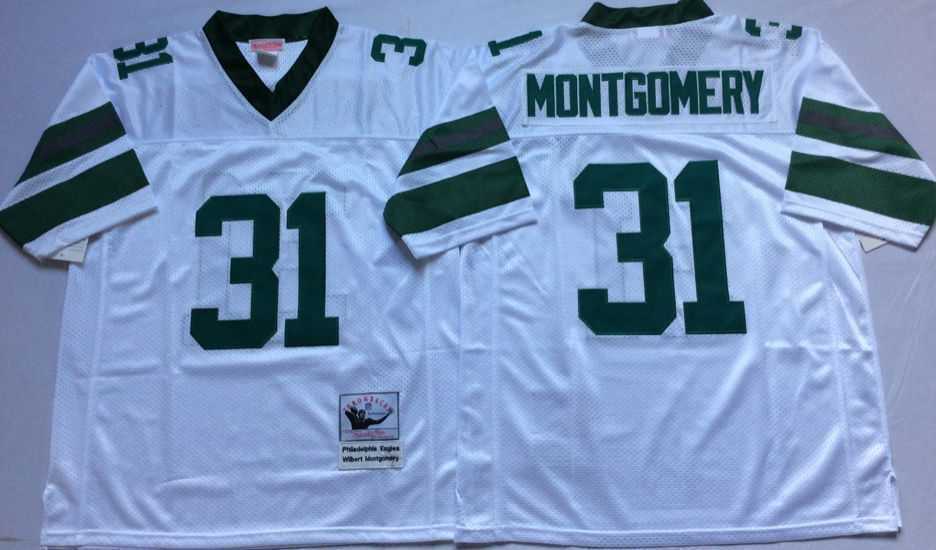 Men%27s Philadelphia Eagles #31 Wilbert Montgomery White Throwback Stitched Football Jersey