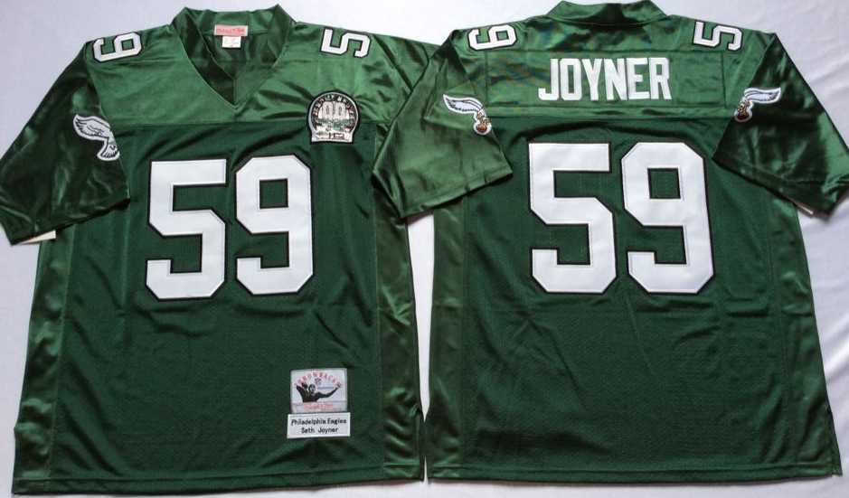 Men%27s Philadelphia Eagles #59 Seth Joyner Green Throwback Stitched Football Jersey