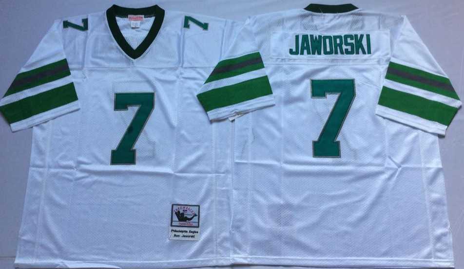 Men%27s Philadelphia Eagles #7 Ron Jaworski White Throwback Stitched Football Jersey