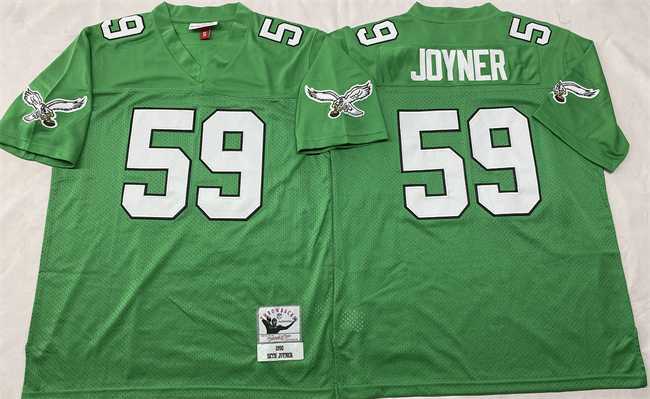 Men%27s Philadelphia Eagles #59 Seth Joyner Kelly Green Throwback Stitched Football Jersey