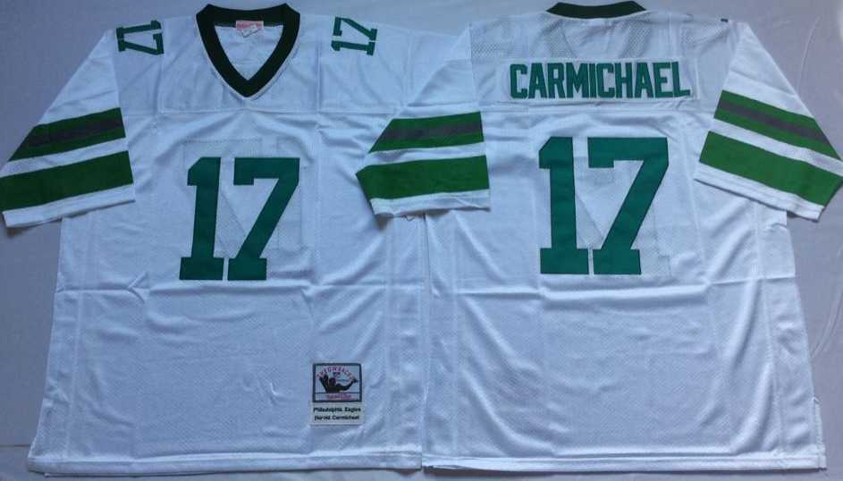 Men%27s Philadelphia Eagles #17 Harold Carmichael White Throwback Stitched Football Jersey