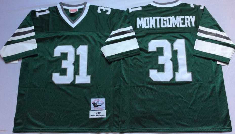Men%27s Philadelphia Eagles #31 Wilbert Montgomery Green Throwback Stitched Football Jersey